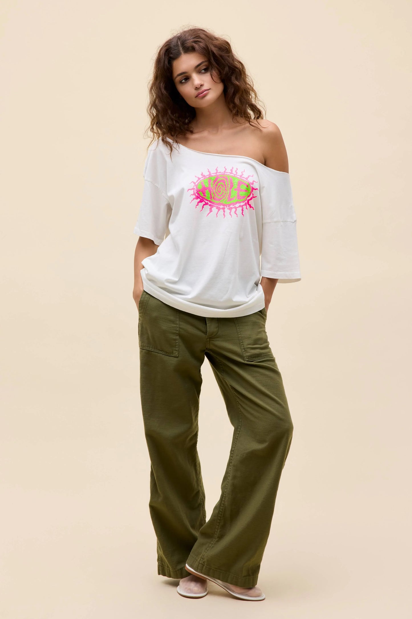 Hole Sun Logo Off-The-Shoulder Merch Tee