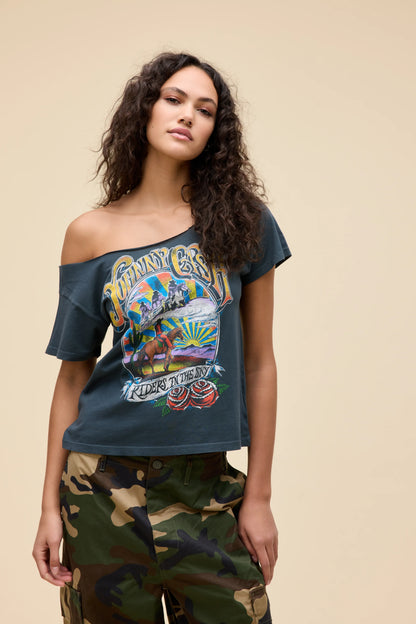 Johnny Cash Ghost Riders Off-The-Shoulder Solo Tee