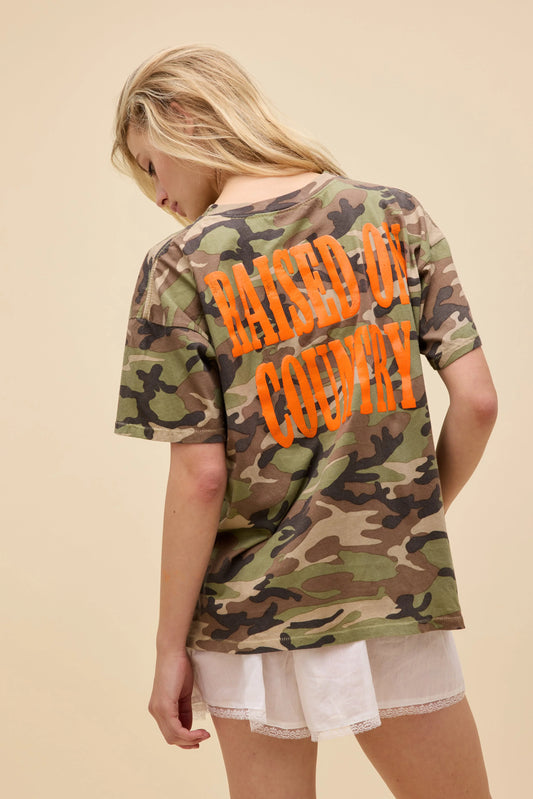 Raised On Country Camo Merch Tee
