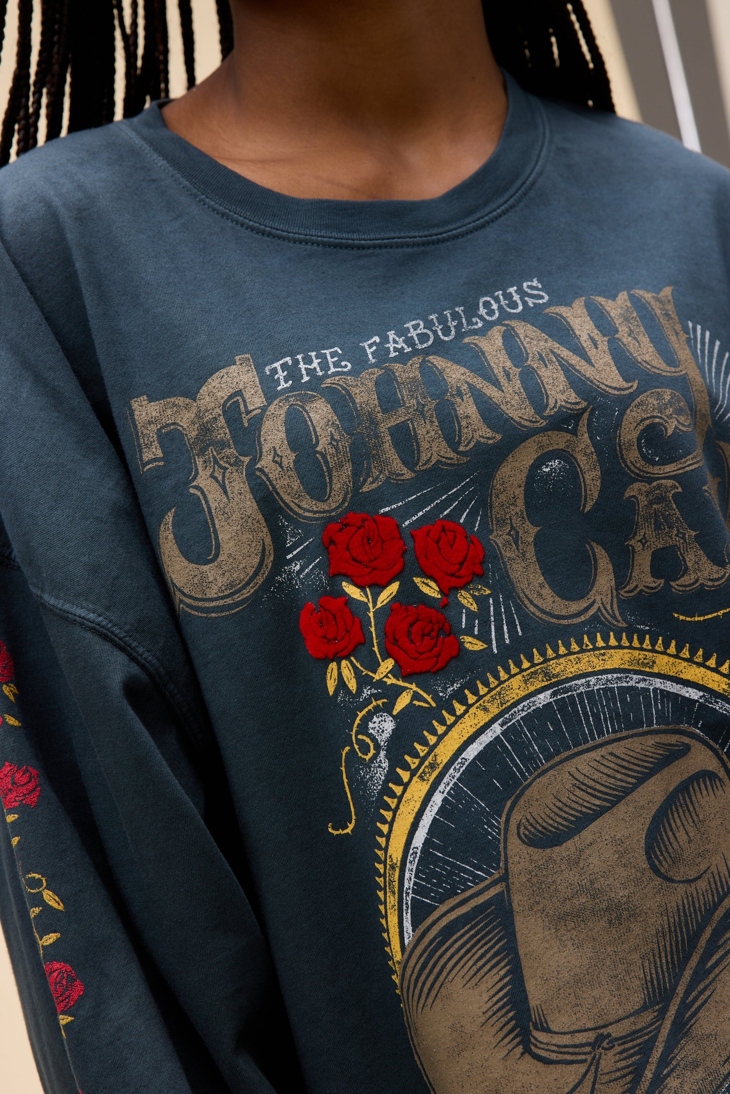 Johnny Cash Nashville Roses OS Long Sleeve
