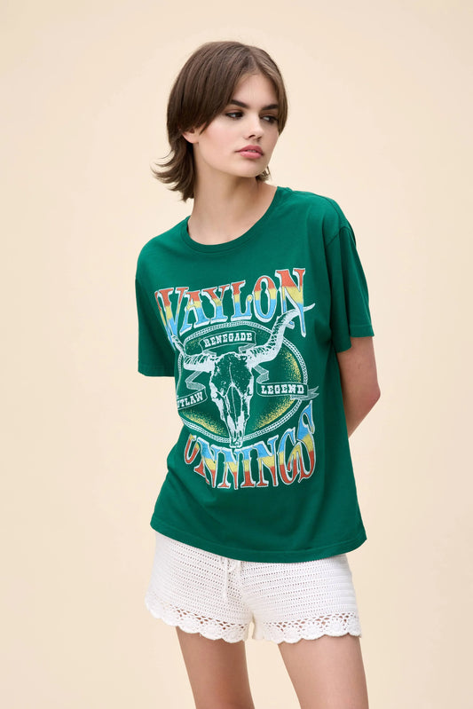 Waylon Jennings Outlaw Legend Boyfriend Tee