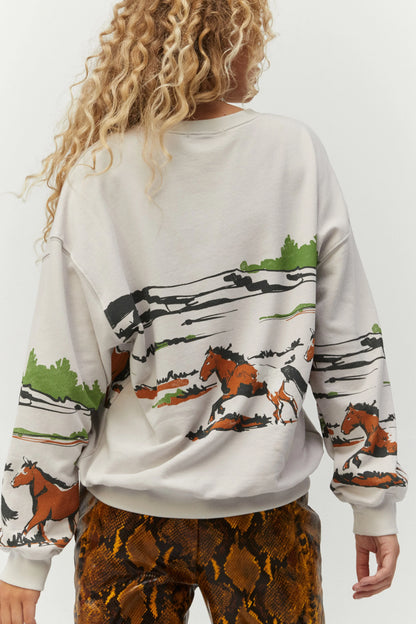 RUNNING HORSES OVERSIZED CREW