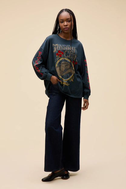 Johnny Cash Nashville Roses OS Long Sleeve